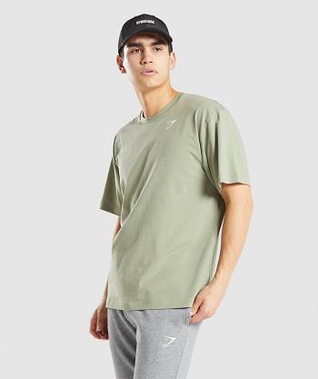 T Shirts Gymshark Essential Oversized Hombre Verde Claro | CO 3359LIS